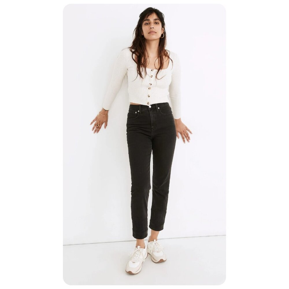 !! Madewell Lunar Wash Black Classic Straight Jeans sz 23